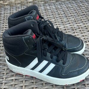 Adidas Kids High Top Black and White Sneakers W/ Camo Bottoms Little Boys Size 1